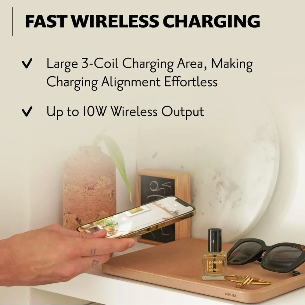 Courant Catch 3 Belgium Linen Wireless Charging Station - Picture 4 of 11